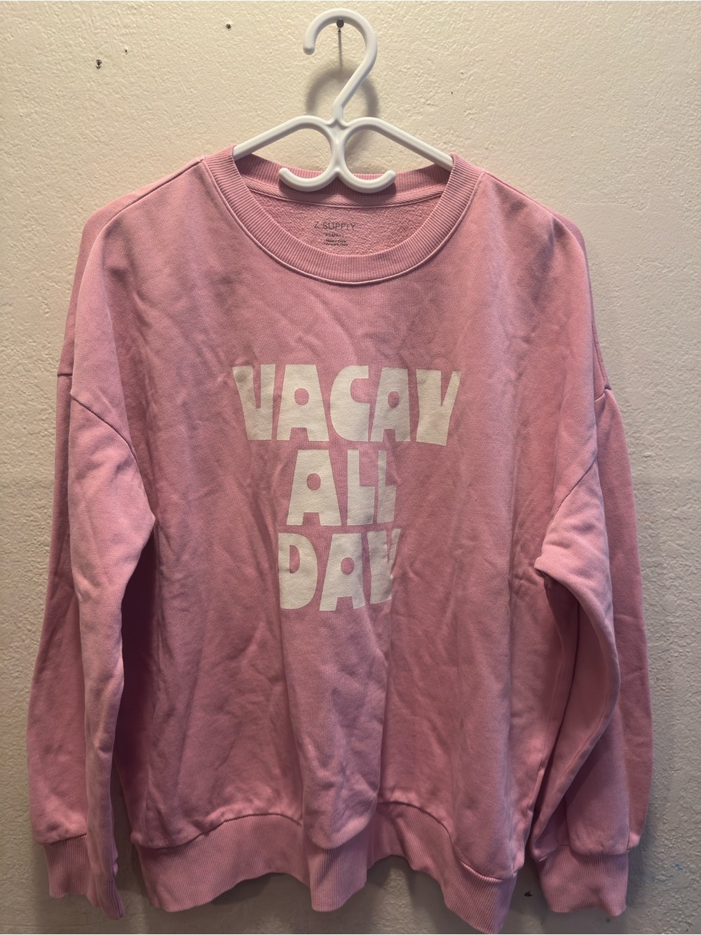 Z Supply Pink Crewneck Sweatshirt with White Graphic